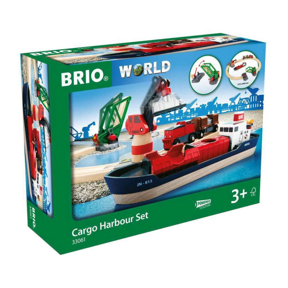 BRIO World - 33061 Cargo Harbor Set | 16 Piece Toy Train with Accessor