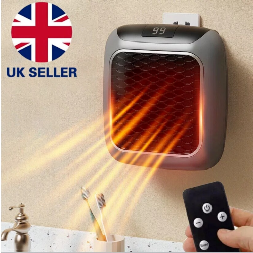 Portable Electric Heater 800W UK Plug Timer With Remote Control Digital Display