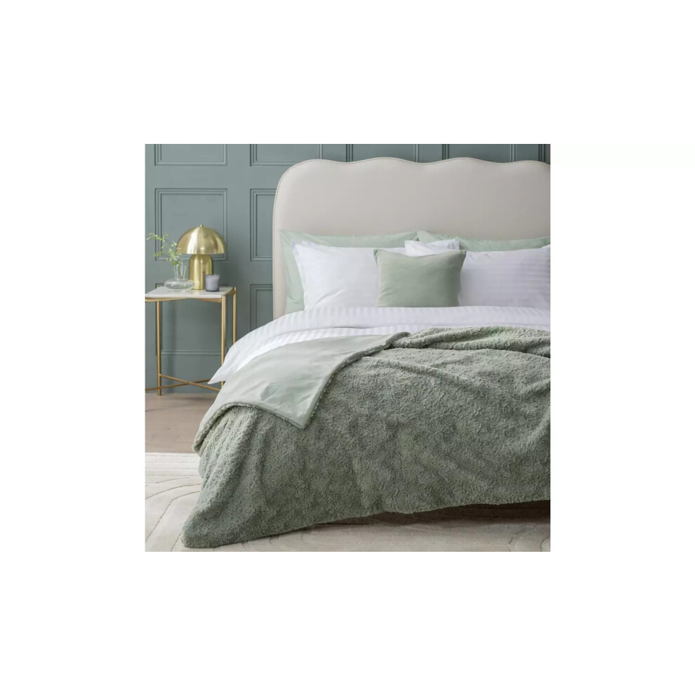 (Sage green) Faux Fur Textured Throw - 125x150cm, Soft & Cozy, Available in Charcoal, Sage Green, and Neutral Colours-image-OPC-PFPT77H-NEW