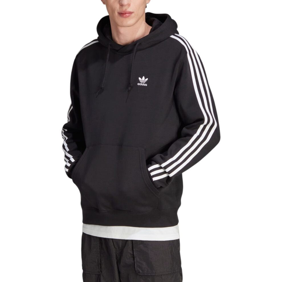 Adidas (, M) Originals 3-Stripes Mens Pullover Hoodie Sweatshirt Black