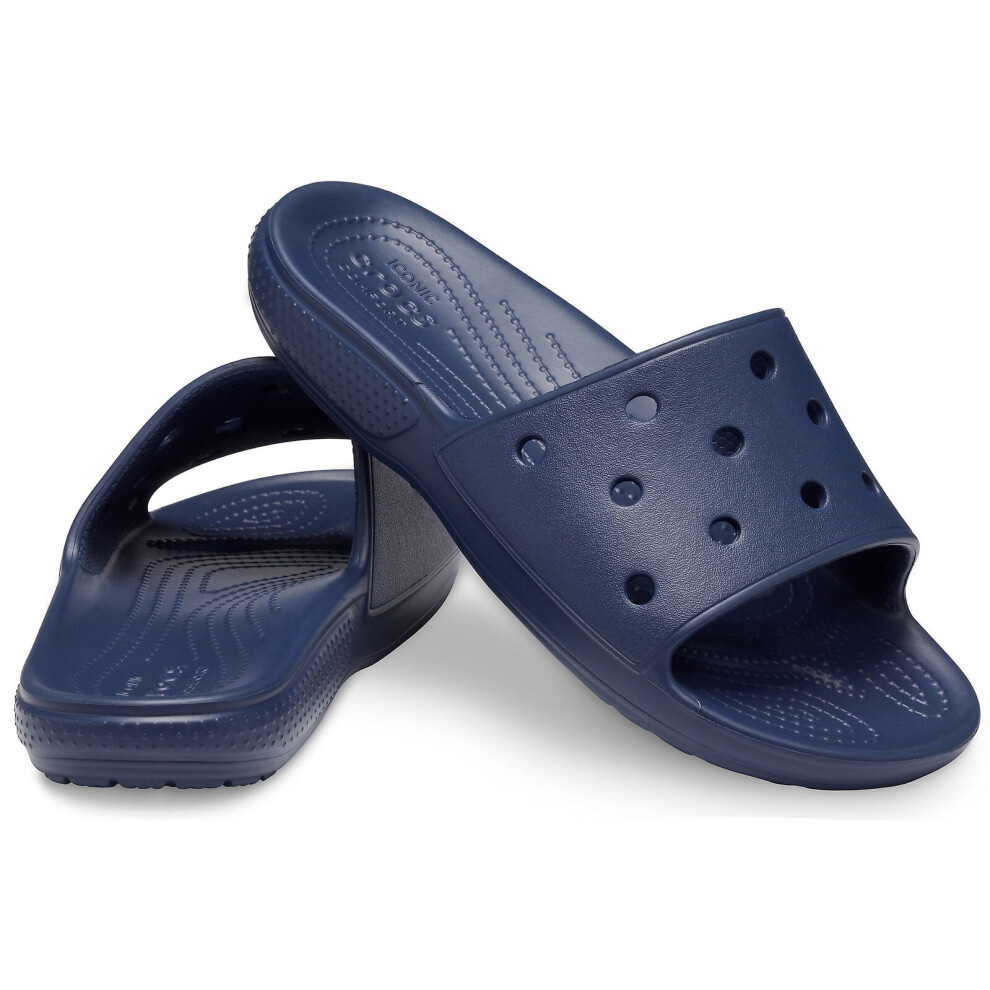 (US M7W9) Crocs Unisex Classic Slide Lightweight Slip On Beach Flip Flops Sandals - Navy