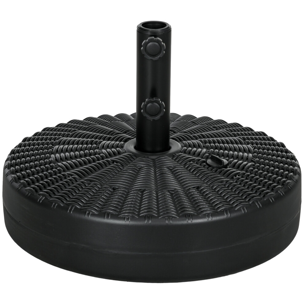 Outsunny 29kg Round Parasol Base w/ Rattan Effect, Plastic Umbrella Stand, Black