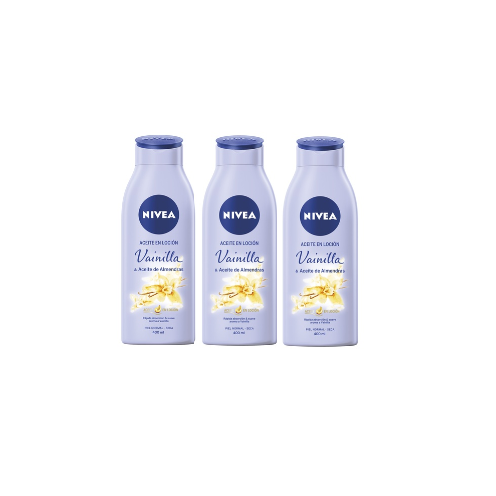 Nivea Oil In Lotion Vanilla & Almond Oil Normal To Dry Skin 3 x 400ml Bulk Buy