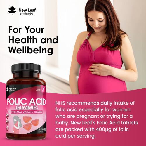 New Leaf Product Folic Acid Gummies For Pregnancy Prenatal Vitamins Support 400µg 2
