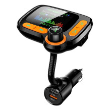 Chronus Bluetooth FM Transmitter Car Adapter,Support Wireless Handsfree Call and MP3 Music/APP Audio Play,1.8" Color Screen,3 USB Charger,3.5mm AUX