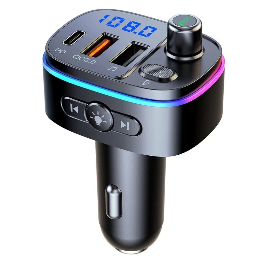 Chronus Bluetooth 5.0 Car Fm Transmitter, Quick Charge Qc3.0 + Pd, Handsfree Call, Bluetooth Fm Transmitter, Hifi Stereo Music, Usb Disk Plug & 6976918045935