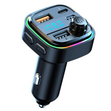 Chronus Bluetooth Car Adapter, in-Car Bluetooth FM Transmitter, Wireless Audio Streaming, Car Charger, Supports Hands-Free Calling and Multi-Device