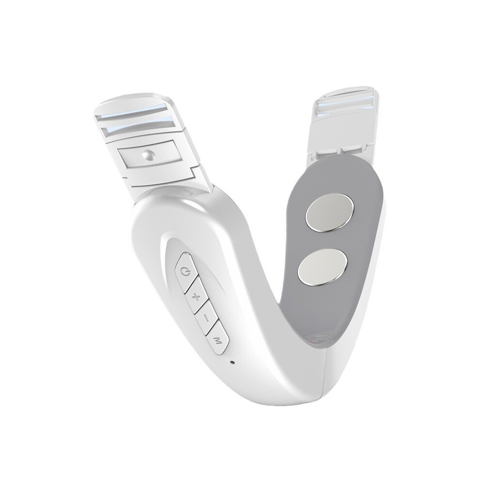 Chronus White Double Chin Reducer & V-Shaped Face Massager, 6 Modes, 12 Intensity Levels, Portable Face Lift Device(White)
