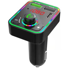 Chronus FM Transmitter Car Bluetooth Radio Adapter 2X USB + PD Charger Handsfree Function for Mobile Phone(Black)