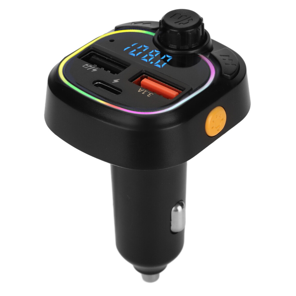 Chronus Car Mp3 Player Bt 5.0 Multifunctional 20W Fast Charging Memory Function Stable Transmission Fm Transmitter With Cool Lighting(Black) Black 6976918046031