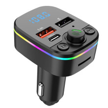 Chronus Wireless FM Bluetooth Transmitter Car MP3 Audio Player Hands-Free Call car Charger Dual USB Charging Port Type C Supports SD Card U Disk