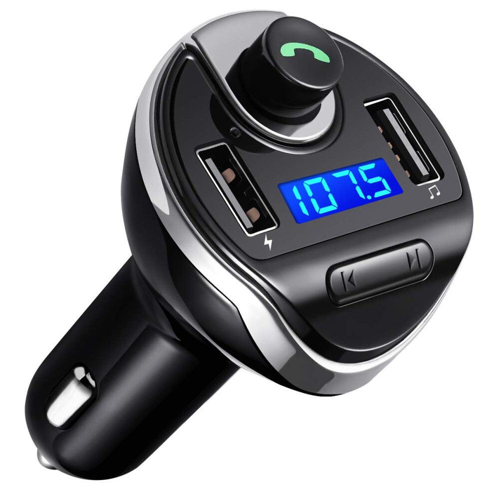 Chronus Bluetooth Adapter For Car, Handsfree Call Dual Ports Car Charger, Fm Radio Transmitter Receiver, Mp3 Audio Wireless Music Player Hi-Fi Stereo