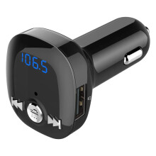 Chronus Car Bluetooth Adapter Radio Transmitter, Bluetooth FM Transmitter for Car with Dual USB Ports, Support Connection of Dual Phones, QC3.0 Fast