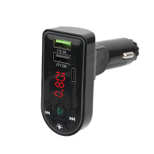 Chronus Car MP3 Player Bluetooth 5.0 FM Transmitter USB Flash Drive Play PD Charger with Warm Light(Black)