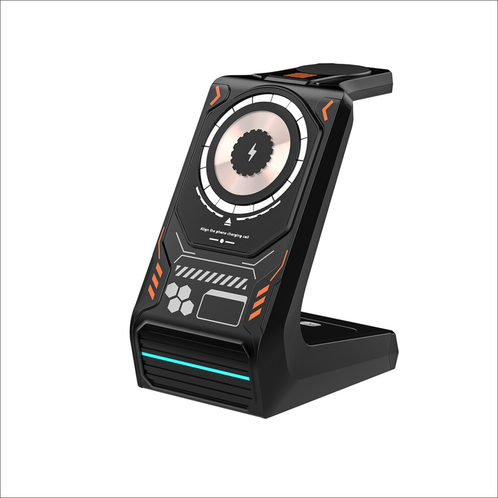 Chronus Wireless Charging Station, 15W Qi Fast Charging Magnetic Charger For Samsung/Iphone 16 15 14 13 12Pro Max, Iwatch Series, Airpods(Black) Black 6976918045140