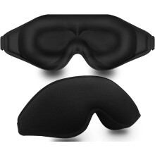 Antifaz para dormir con contorno 3D: 99 % de bloqueo de luz y cero presión ocular. Correas ajustables para viajes y yoga. Color negro.