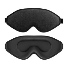Antifaz para dormir con 99 % de bloqueo de luz, diseño de contorno profundo con correas ajustables para máxima comodidad, color negro.