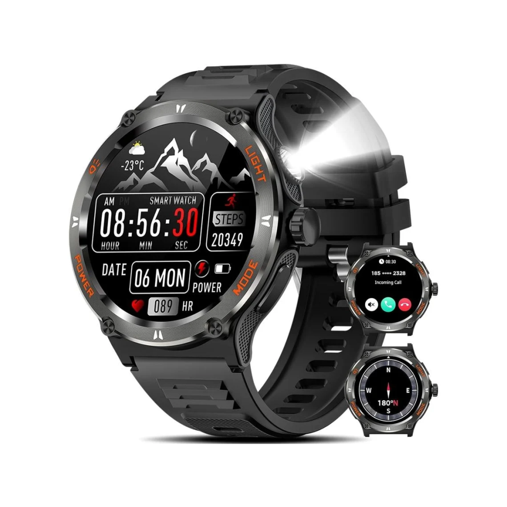 Chronus Smart Watch for Men: Fitness Tracker, Waterproof, Heart Rate, LED Flashlight, Bluetooth Call