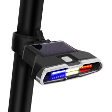 Smart Bike Tail Light,Solar Powered Rear Light,Safety LED Warning Bicycle Light,Waterproof,USB Rechargeable,7 Modes,Cycling Safety Accessories(Black)