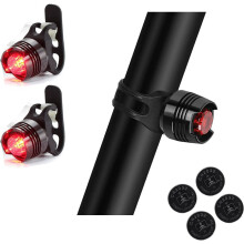 2PCS Rear Bike Tail Light Mini Strap-On LED Micro Bicycle Lights,180 Degree Visibility - Safety on All Sides(Black)