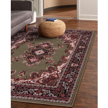 (Green, Runner L201xW70 cm (6'7"x2'4")) Lancashire Traditional Rug Living Room Medallion Floral Bordered Rug