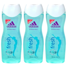 3 x 400ml Adidas Fresh Cool Mint Hydrating Shower Gel for Women - Deep Cleansing & Revitalizing