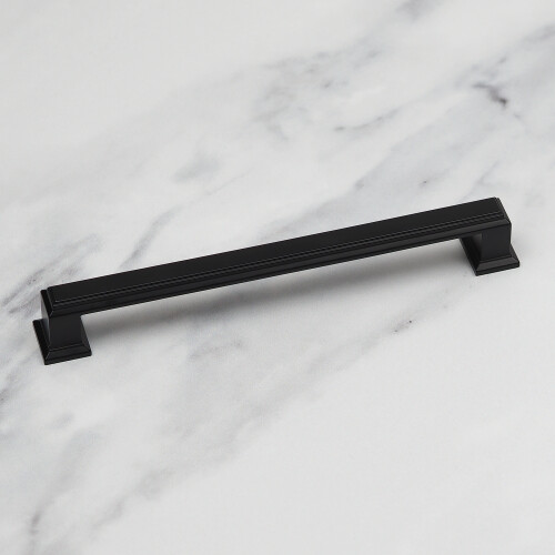 (160mm Handle) Black Square Cabinet Bar Handle & Matching Knob 2