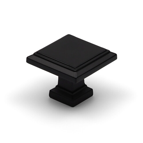 (Square Knob) Black Square Cabinet Bar Handle & Matching Knob