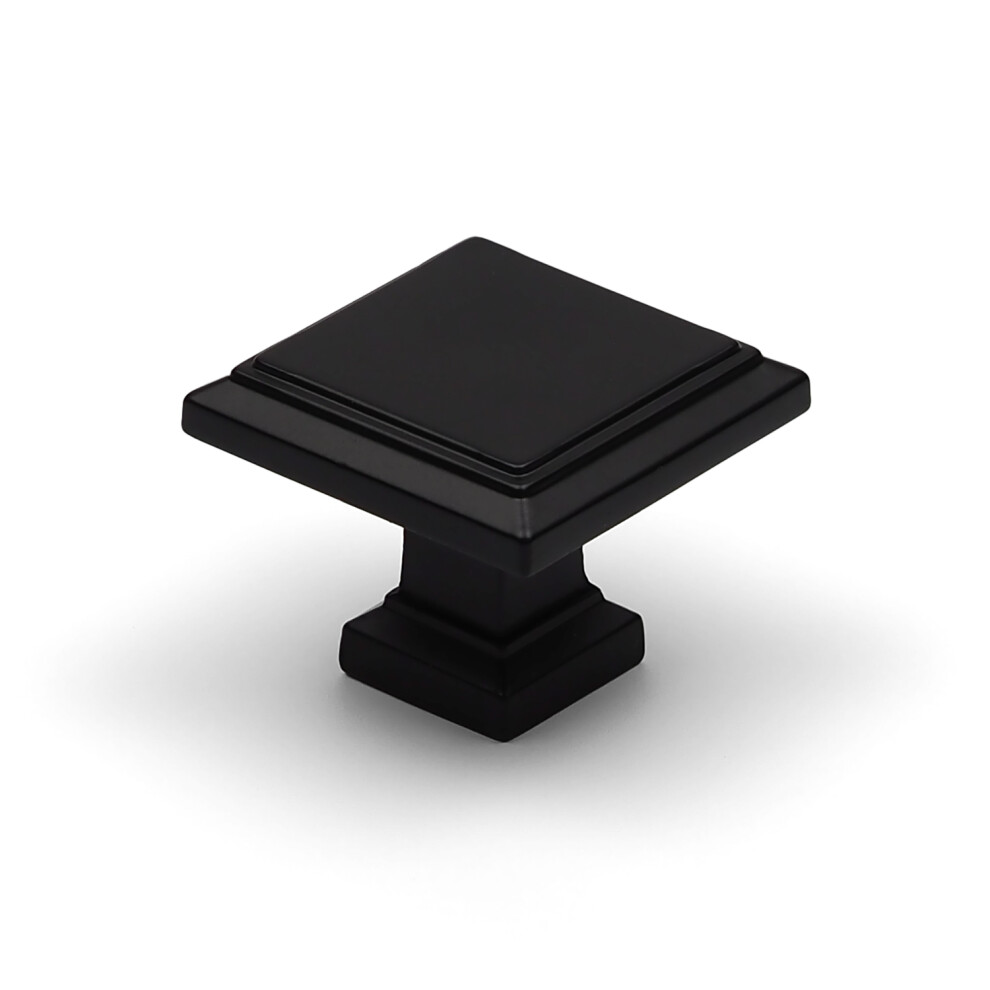 (Square Knob) Black Square Cabinet Bar Handle & Matching Knob