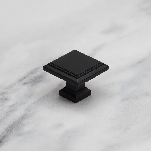 (Square Knob) Black Square Cabinet Bar Handle & Matching Knob 2