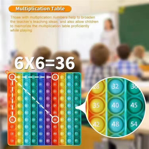 (Multiplication A) Multiplication Push Bubble Fidget Toy - Educational Math Game for Kids