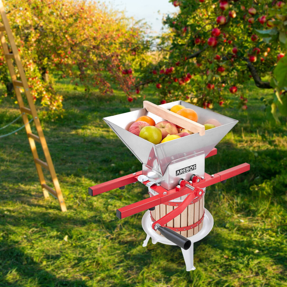 AREBOS fruit press 12L and fruit mill 7L wine press apple press fruit press