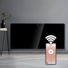 Futura Electric 2000W WIFI Glass Radiator Panel Heater Black Wall Mounted or Floor Standing Bathroom Safe, Timer and Thermostat
