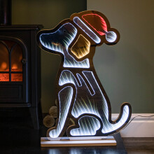 60cm Light-Up Santa Hat Infinity Dog Christmas Decoration with LEDs, Infinity Mirror Effect, Mains Powered, 5m Cable