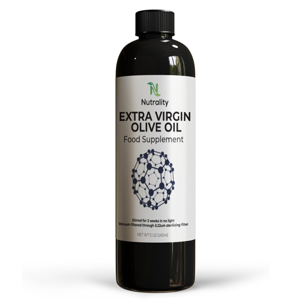 Nutrality Carbon 60 Olive Oil Supplement, 100ml. Liquid, Pure Anti-Aging Serum with Super Antioxidants, Organic Solvent Free Formula, Natural Anti-Inf