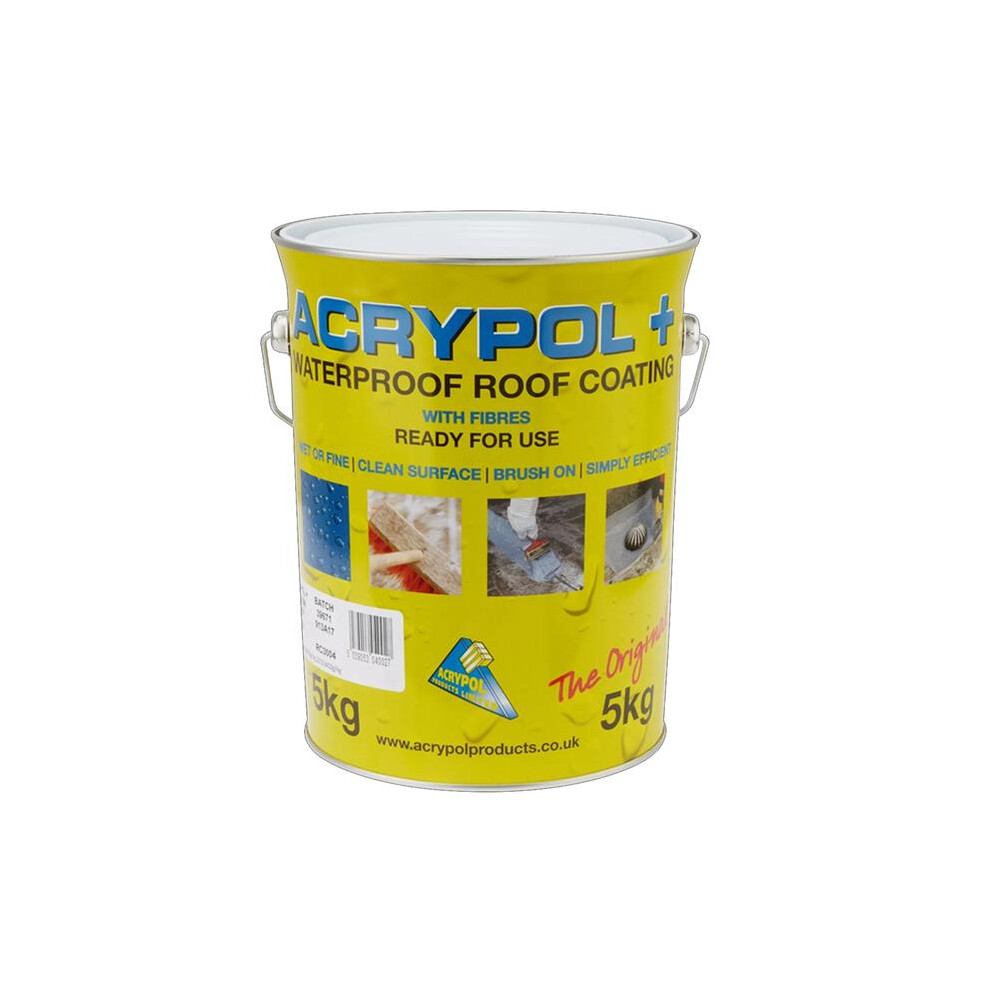 Cromar Acrypol Flat Waterproof Roof Protection Coating With Fibres Grey 5Kg