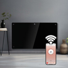 Futura Electric 1500W WIFI Glass Radiator Panel Heater Black Wall Mounted or Floor Standing Bathroom Safe, Timer and Thermostat