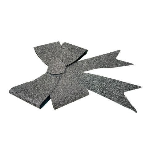 Large Silver Tinsel Christmas Bow Tinsel Door Tree Bow Decoration 49cm 2