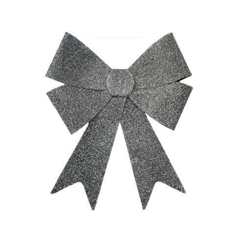 Large Silver Tinsel Christmas Bow Tinsel Door Tree Bow Decoration 49cm 1