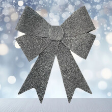 Large Silver Tinsel Christmas Bow Tinsel Door Tree Bow Decoration 49cm