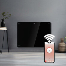 Futura Electric 1000W WIFI Glass Radiator Panel Heater Black Wall Mounted or Floor Standing Bathroom Safe, Timer and Thermostat