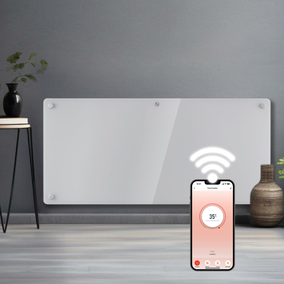 Futura Unisex White 2000W Wifi Glass Electric Panel Heater Radiator Wall Mounted Extra Large - Image 4