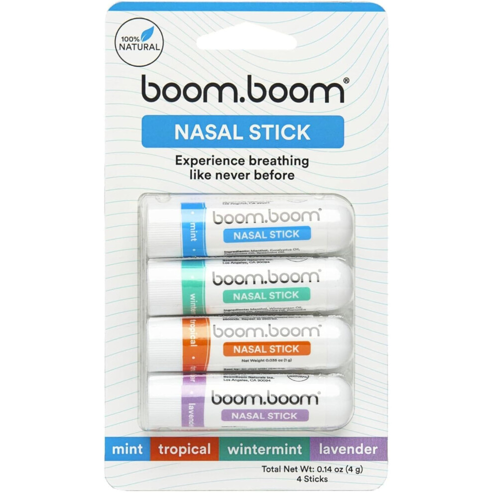 Nasal Stick (4 Pack) Boosts Focus + Enhances Breathing Provides Fresh Sensation | Aromatherapy Inhaler Made With Oil