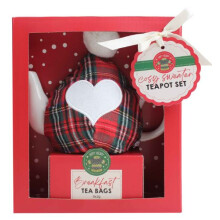 New Tartan Print Cosy Sweater Teapot,1 x Tea Cosy,1 x Box of Breakfast
