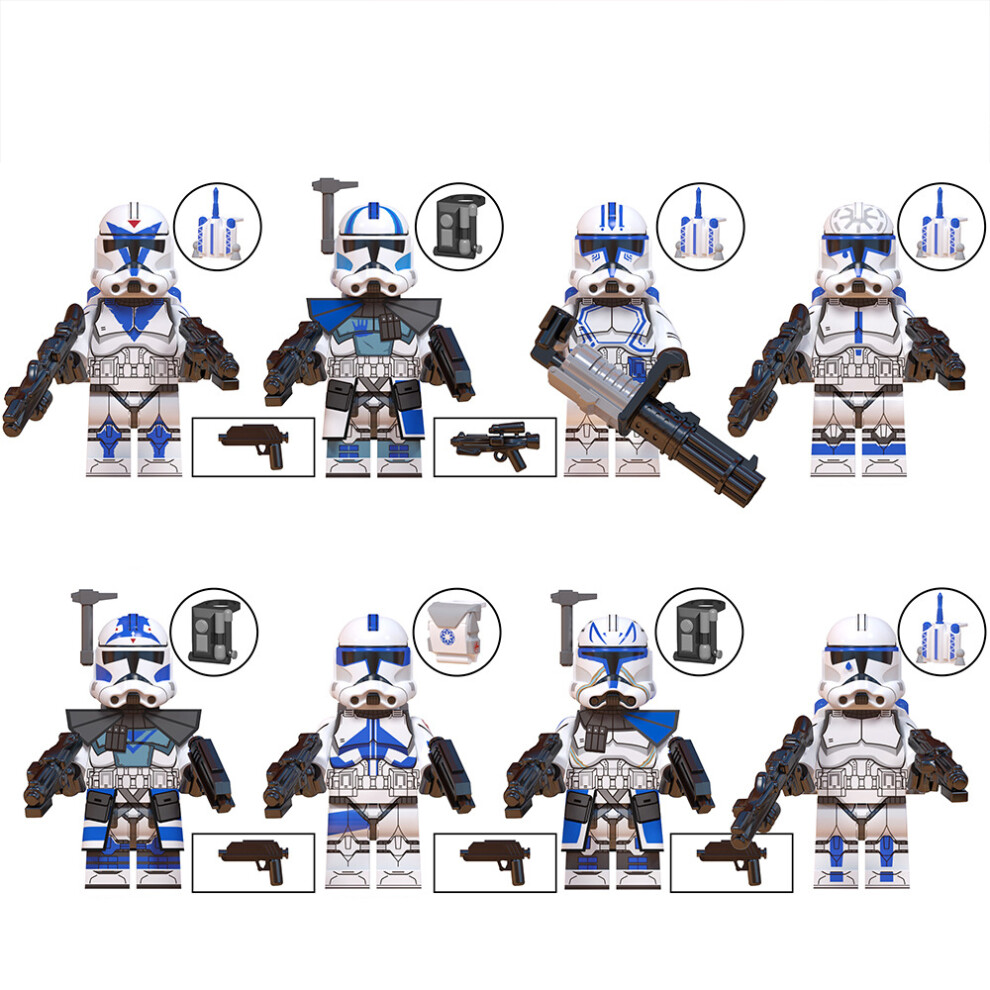 (C) 8pcs Star Wars TV Movie Series Clone Cavalry Wolf Squad Heavy Assembly Building Blocks Man Boy