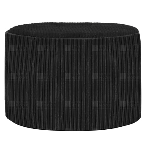 (Black) Footstool Cord Beanbag Oval Pouffe Filled Ottoman