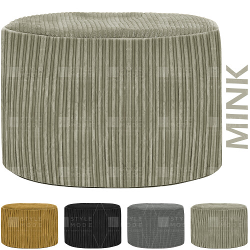 (Mink) Footstool Cord Beanbag Oval Pouffe Filled Ottoman 2