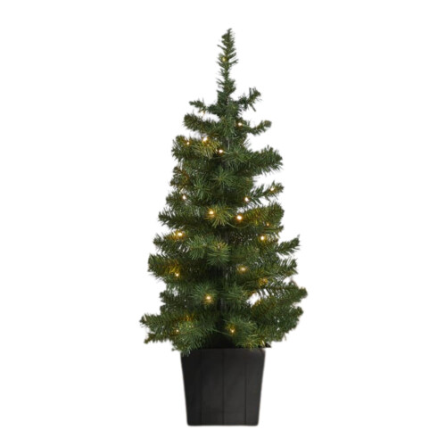 Pre-Lit Artificial Potted Christmas Tree 3ft With 40 Warm White LED's,