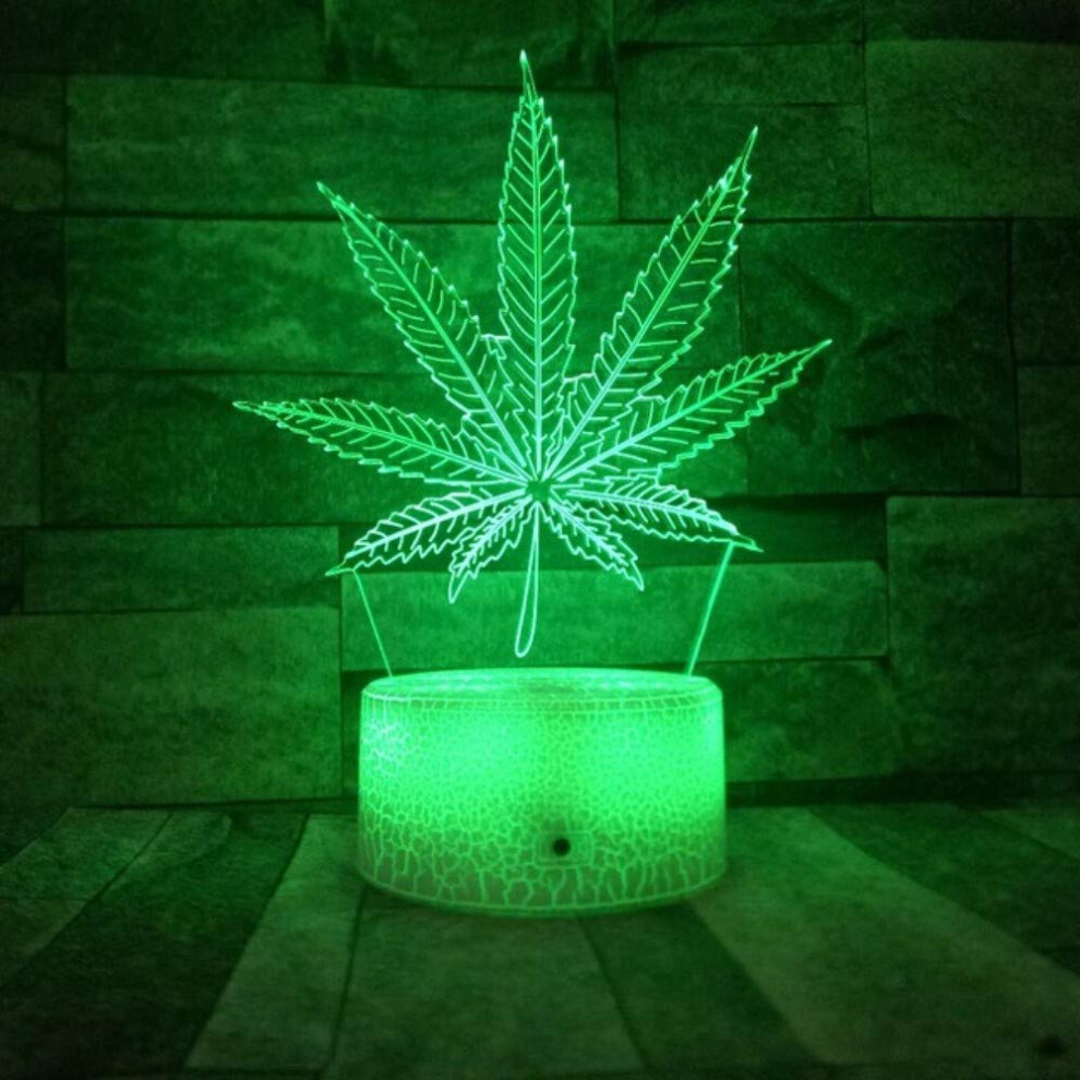 3D Lamp, 420 Marijuana Cannabis Weed Pot Leaf Night Light with 7 Colors Changing