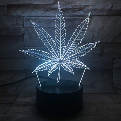 3D Lamp, 420 Marijuana Cannabis Weed Pot Leaf Night Light with 7 Colors Changing 2